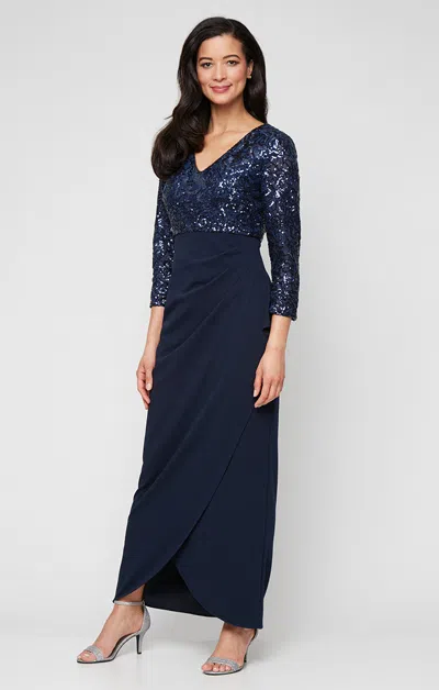Sl Fashions 9196489 Long Formal Mother Of The Bride Sequin Dress In Blue