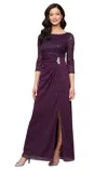 Sl Fashions 9213138 Long Formal Mother Of The Bride Petite Dress In Purple