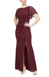 Sl Fashions 9233233 Long Petite Mother Of The Bride Dress In Burgundy