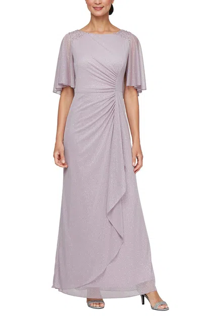 Sl Fashions 9233257 Glitter Long Mother Of The Bride Petite Dress In Gray