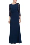 Sl Fashions 9235109 Long Formal Petite Evening Dress In Blue