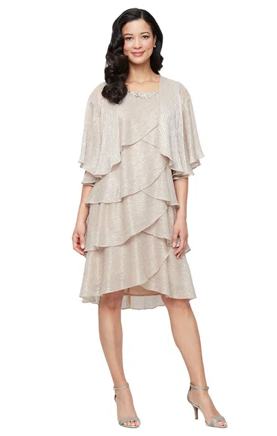 Sl Fashions 9255215 Short Mother Of The Bride Two Piece Dress In Gold