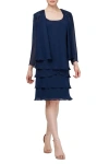 Sl Fashions 9270181 Short Mother Of The Bride Jacket Dress In Blue