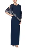 Sl Fashions 9270329 Fitted Long Mother Of The Bride Dress In Blue