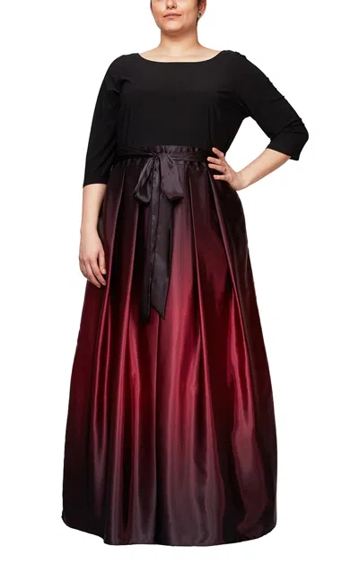 SL FASHIONS 9451111 PLUS SIZE OMBRE SATIN LONG FORMAL BALLGOWN