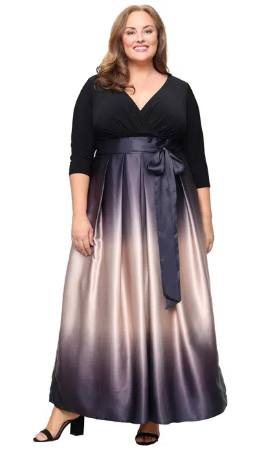 Sl Fashions 9451145 Long Ball Gown Pleated Ombre Formal Dress In Multi