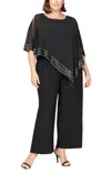 Sl Fashions Foil Trim Asymmetric Popover Jumpsuit In Black