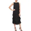 Sl Fashions Beaded Layered Ruffle Cocktail Dress In Black