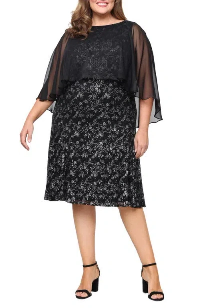 Sl Fashions Chiffon Overlay Sequin Detail Cocktail Dress In Black