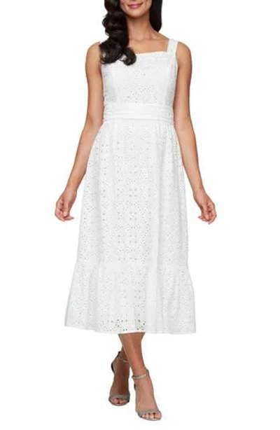 Sl Fashions Cotton Eyelet Tea Dress In White
