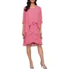 Sl Fashions Embellished Tiered Dress & Jacket Set In Rose