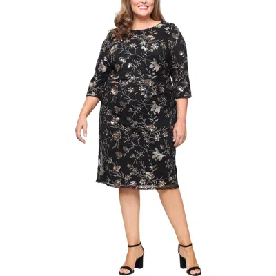 Sl Fashions Embroidered Sequin Cocktail Dress In Multi