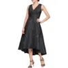 Sl Fashions Floral Sleeveless High-low Gown In Black