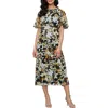 Sl Fashions Flutter Sleeve A-line Midi Dress In Multi