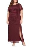 Sl Fashions Flutter Sleeve Metallic Gown