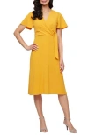 Sl Fashions Flutter Sleeve Midi Dress In Gold