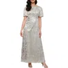 Sl Fashions Foil Border Gown In Metallic