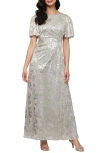 Sl Fashions Foil Border Gown In Silver
