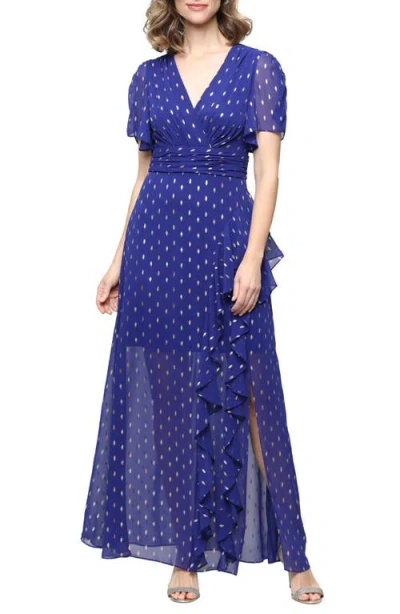 Sl Fashions Foil Print Dress In Purple