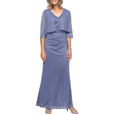 Sl Fashions Glitter A-line Jacket Dress In Blue