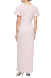 Sl Fashions Glitter Flutter Sleeve Gown In Blush