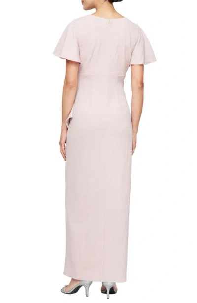 Sl Fashions Glitter Flutter Sleeve Gown In Blush