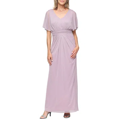 Sl Fashions Glitter Flutter Sleeve Mesh Gown In Pink