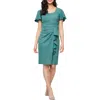 Sl Fashions Glitter Ruched Flutter Sleeve Cocktail Dress In Blue