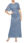 Sl Fashions High Neck Side Crystal Embellished Glitter Sheath A-line Dress In Dsb