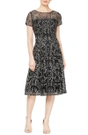 Sl Fashions Illusion Neck Soutache Cocktail Dress In Black Ivory