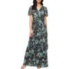 Sl Fashions Knot Front Flutter Sleeve Chiffon Gown In Brown