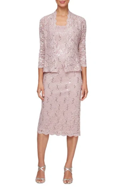 Sl Fashions Lace Dress & Jacket Two-piece Set In Multi