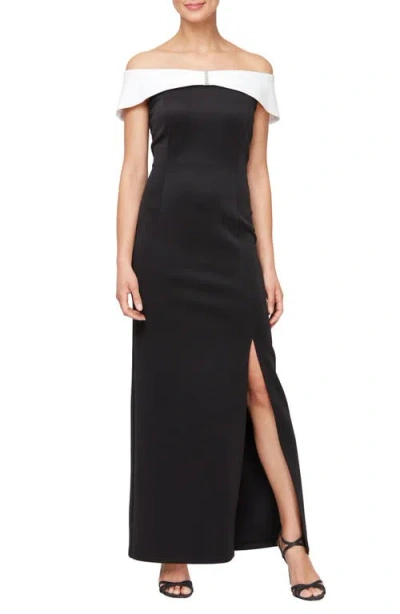 Sl Fashions Off The Shoulder Column Gown In Black