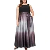 Sl Fashions Three-quarter Sleeve Jersey Bodice Ombré Satin A-line Gown In Black/silver