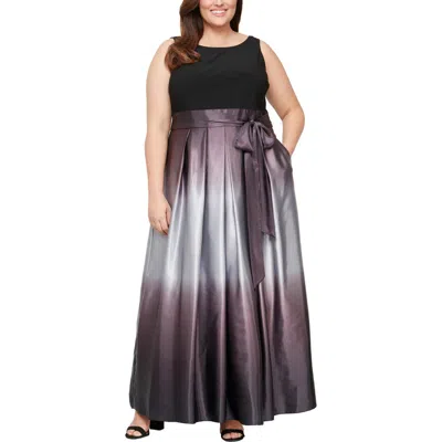 Sl Fashions Ombrè Satin Gown In Black/silver