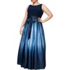 Sl Fashions Ombre Satin Bow Sash Gown In Blue