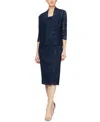 Sl Fashions Petite 2-pc. Lace Jacket & Midi Dress Set In Blue