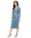 Sl Fashions Petite 2-pc. Lace Jacket & Midi Dress Set In Blue