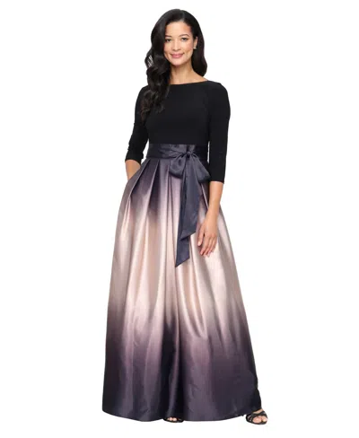Sl Fashions Petite Ombre Satin Gown In Purple
