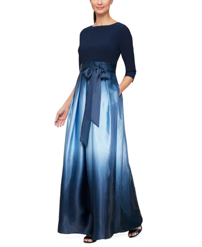 Sl Fashions Petite Ombre Satin Gown In Blue