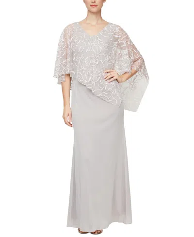 Sl Fashions Petite Printed Asymmetrical Popover Top Dress In Buff