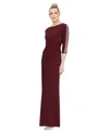 Sl Fashions Petite Ruched 3/4-sleeve Gown In Purple