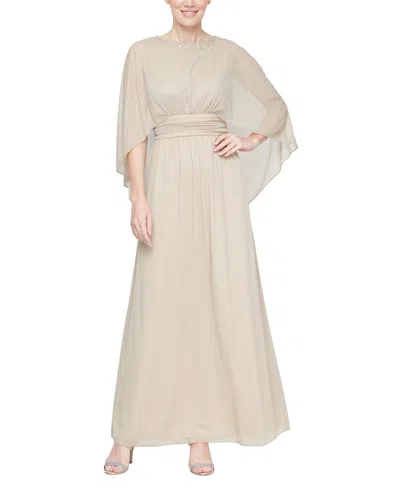 Sl Fashions Petite Ruched Waist Maxi Dress In Gold