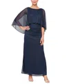 Sl Fashions Sparkle Embellished Shoulder Gown In Smoke