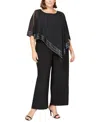 Sl Fashions Foil Trim Asymmetric Popover Jumpsuit In Black