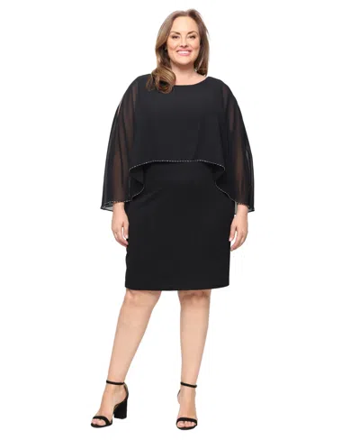 Sl Fashions Plus Size Crewneck Sheath Dress In Black