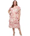 Sl Fashions Plus Size Floral-print Tiered Dress