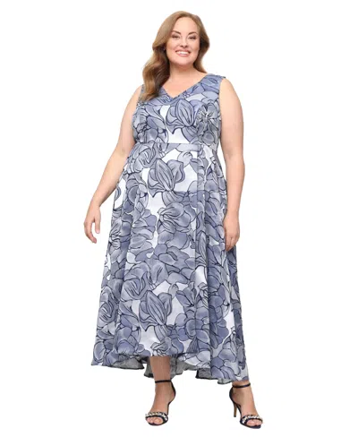 Sl Fashions Plus Size High-low Hem Ball Gown In Blue