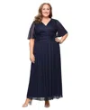 Sl Fashions Plus Size Long -neck A-line Dress In Blue