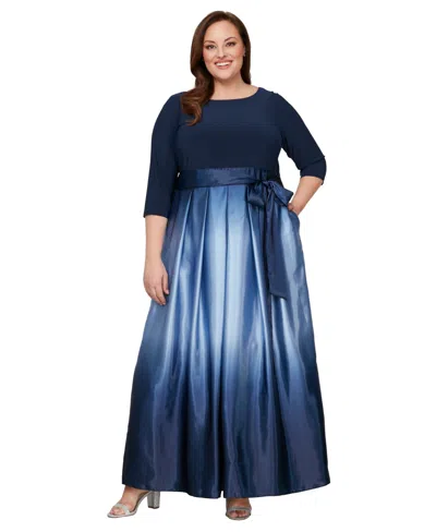 Sl Fashions Plus Size Ombre Ballgown In Blue